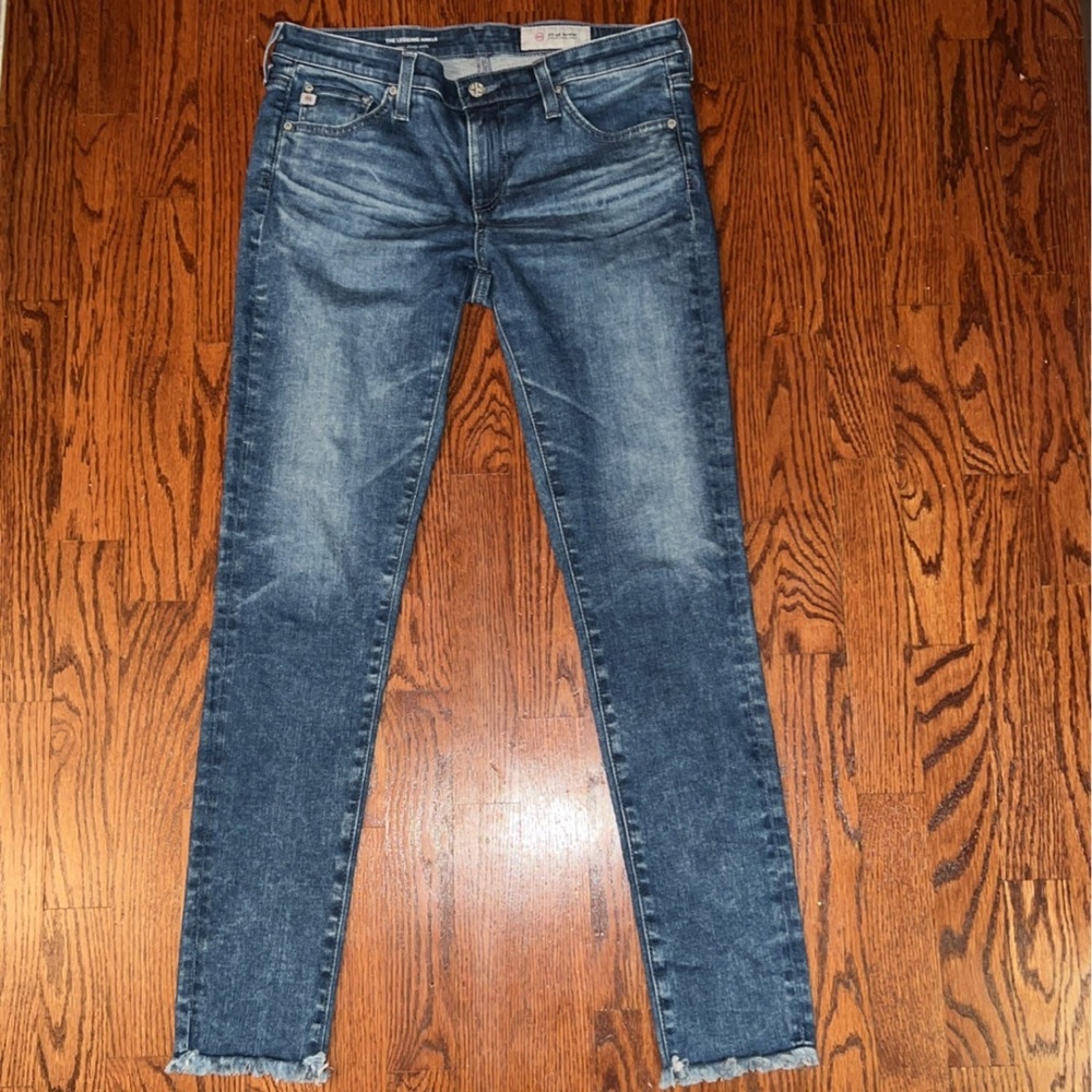 AG Adriano Goldschmied jeans- super skinny ankle - with fringe bottom- size: 28
